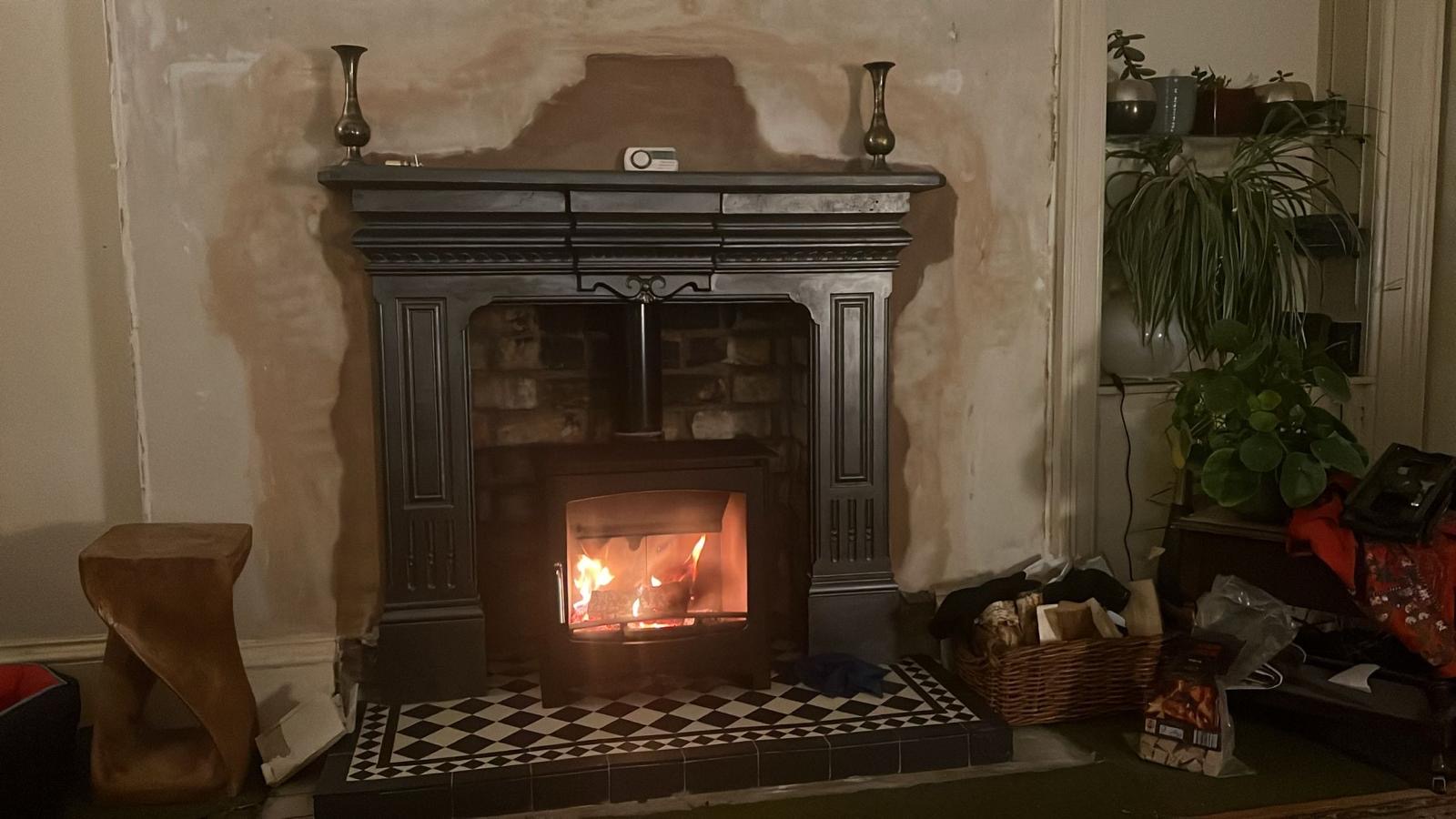 Log burner installation by D A Burnett building services